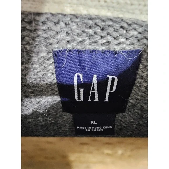 GAP Hoodie Gray Alpaca Blend Knit Long Sleeve Drawstring 2008 Holiday Mens XL - Picture 8 of 16